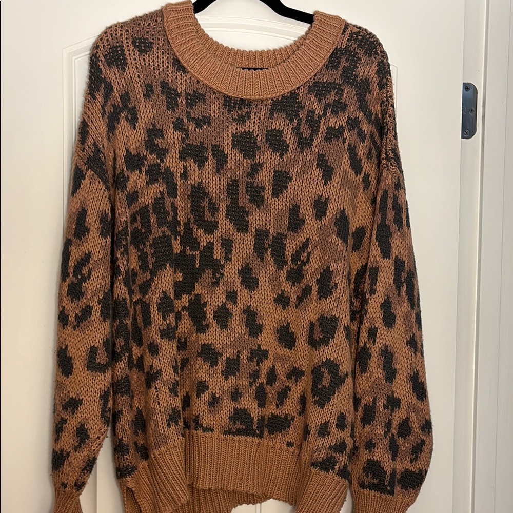 Leopard Print Brown Sweater